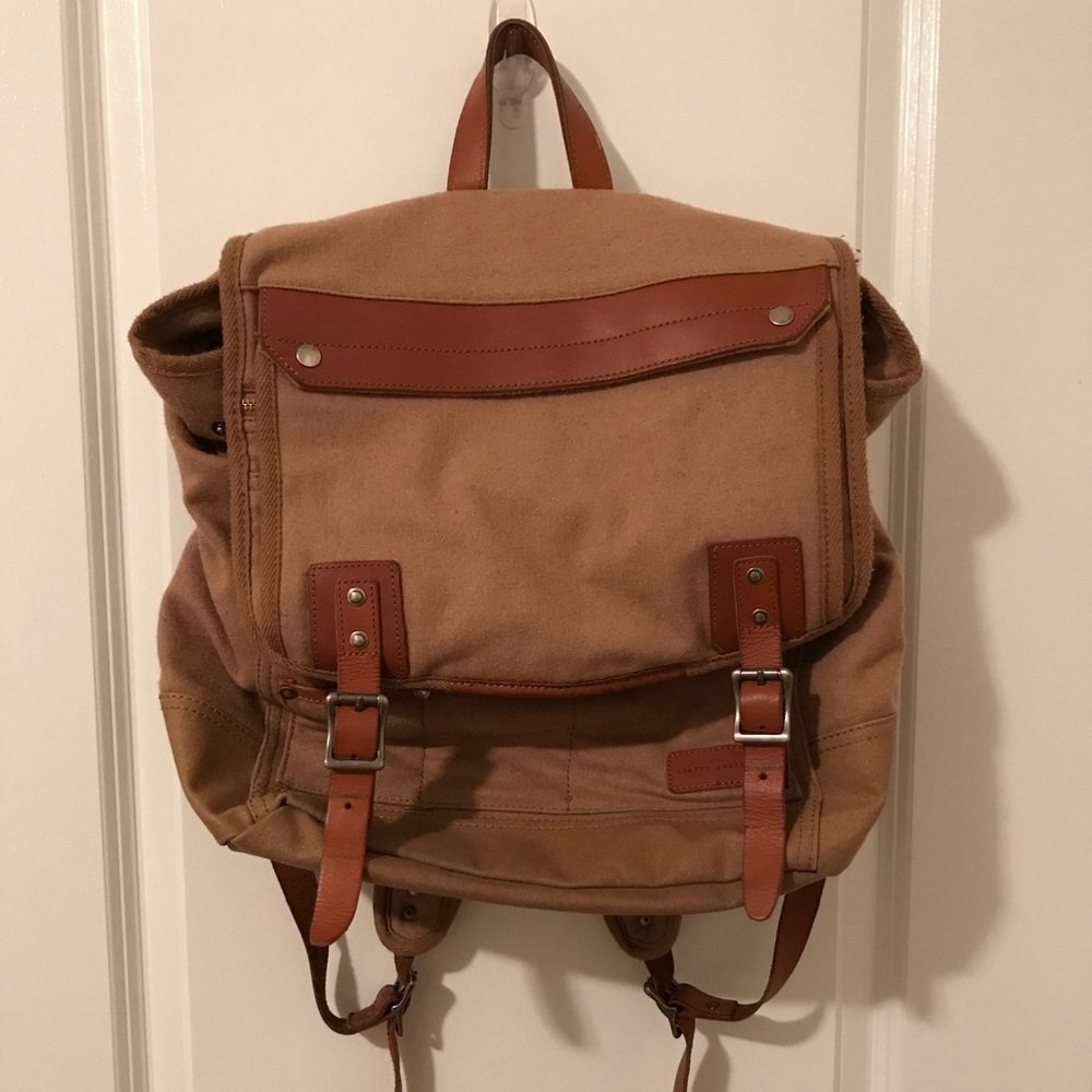 Brown Laptop Backpack with Leather Accents